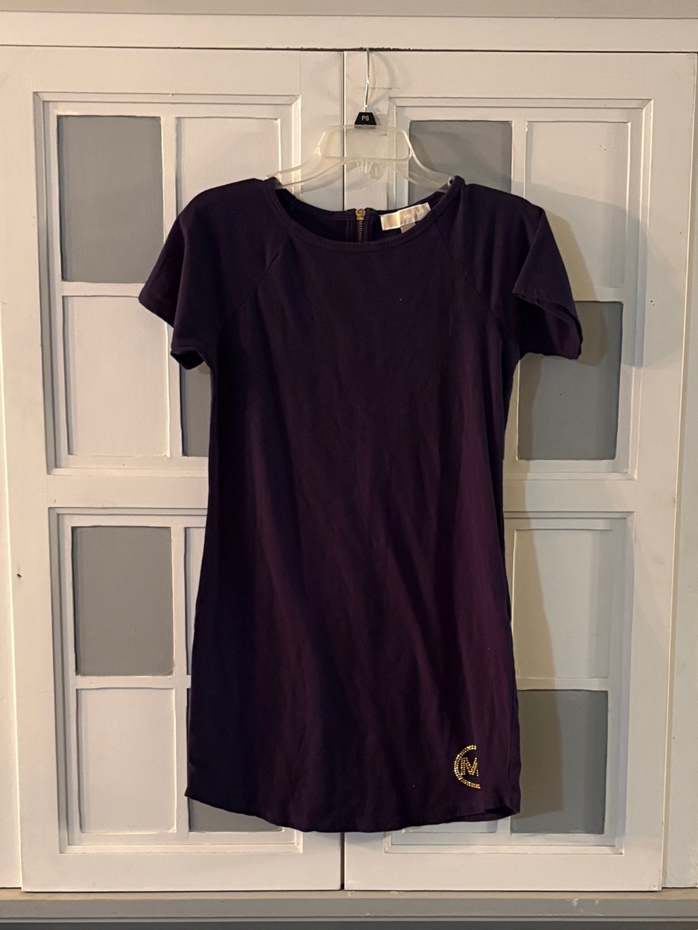 Michael Kors Navy Blue Short Sleeve Dress with Gold Logo Tag